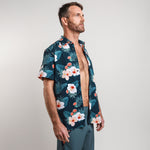 Aloha Shirt Recycled Rash Guard (Unisex) - 'Ohi'a Hibiscus